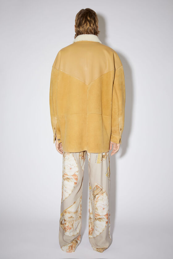 Acne Studios - Leather suede shearling overshirt - Straw yellow
