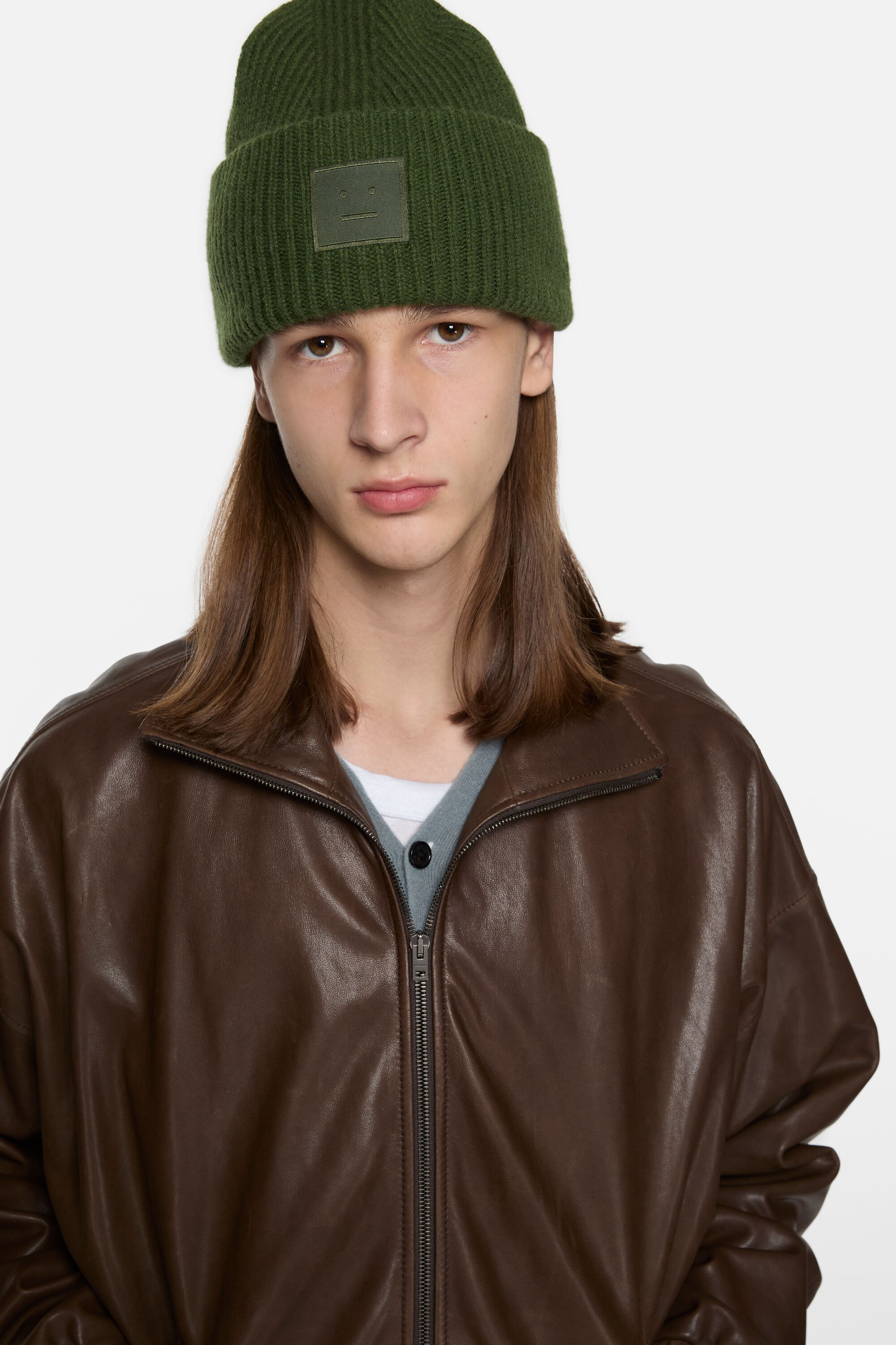 Acne Studios - Face logo beanie - Yak - Bottle green