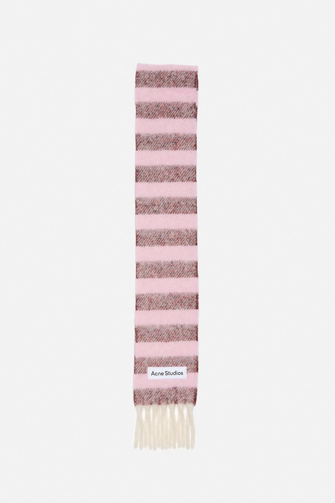 Fringed wool scarf - skinny, Pink/red, 2000x