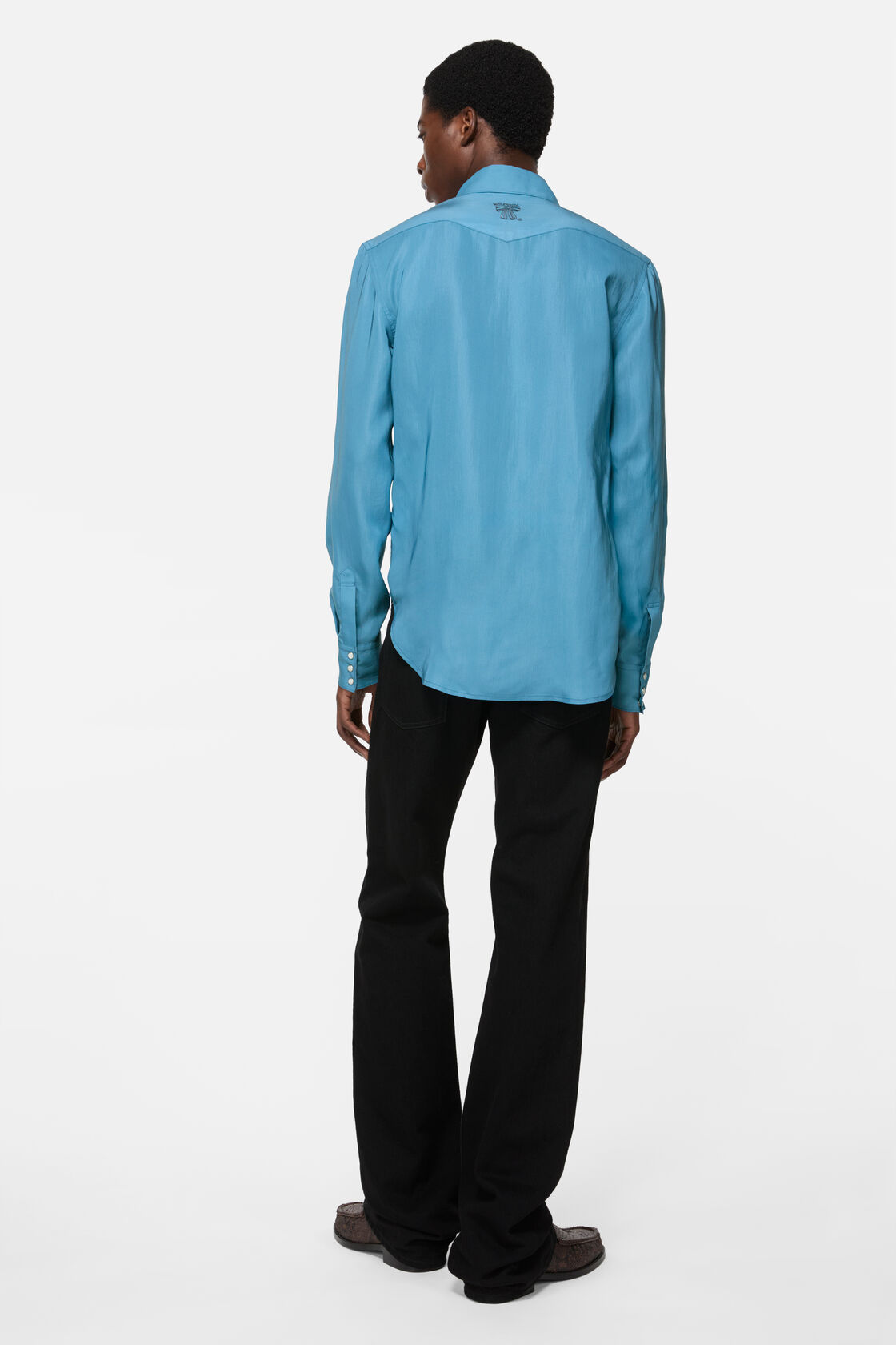 Silk button-up shirt, Blue, 2000x