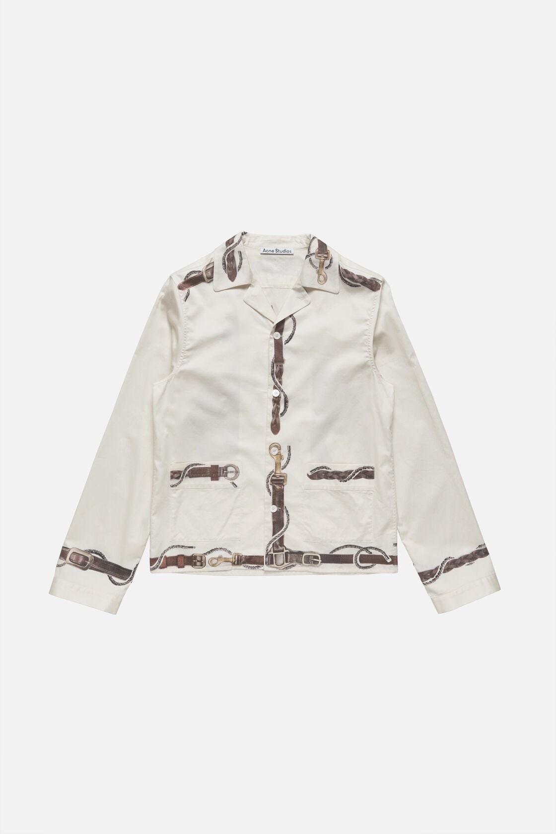 Horse print overshirt, White/brown, 2000x