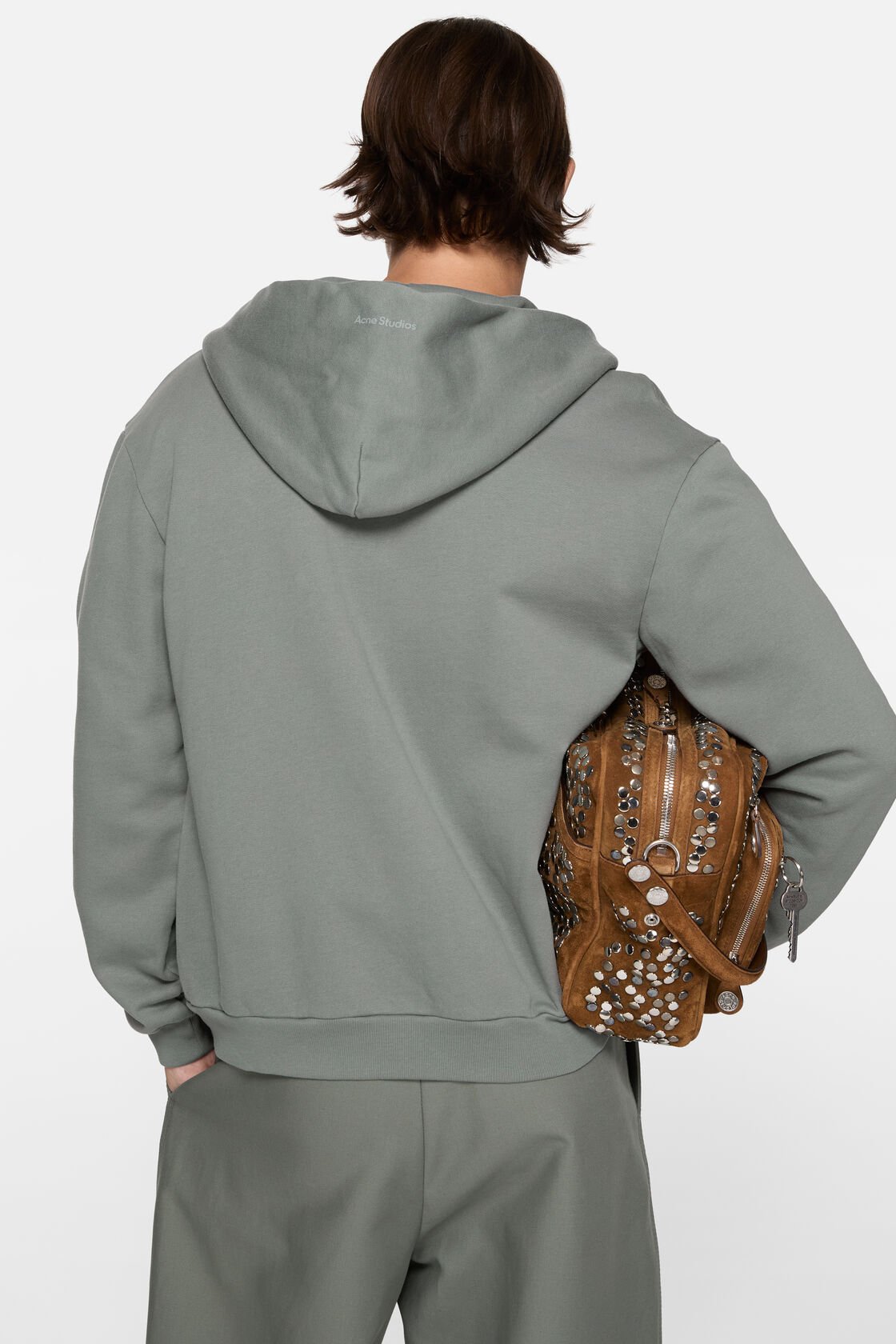 Hooded zipper sweater, Stone grey, 2000x