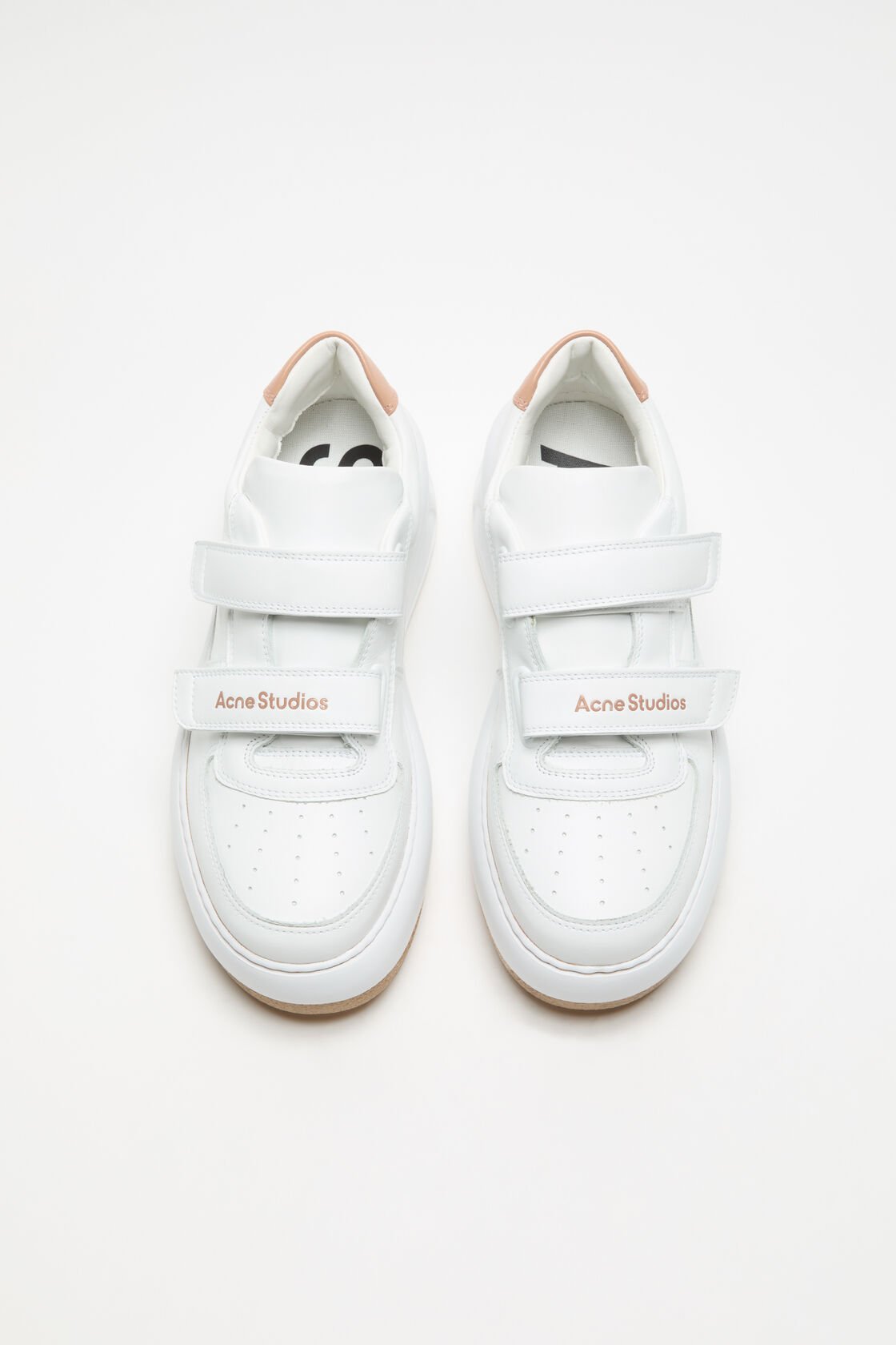 Leather Velcro Sneakers, Sand beige/optic white, 2000x