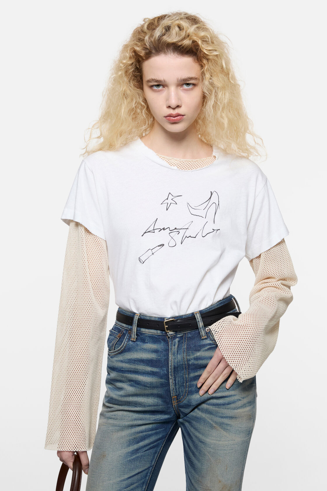 레이어드 메시 티셔츠, 오프 화이트, 2000x