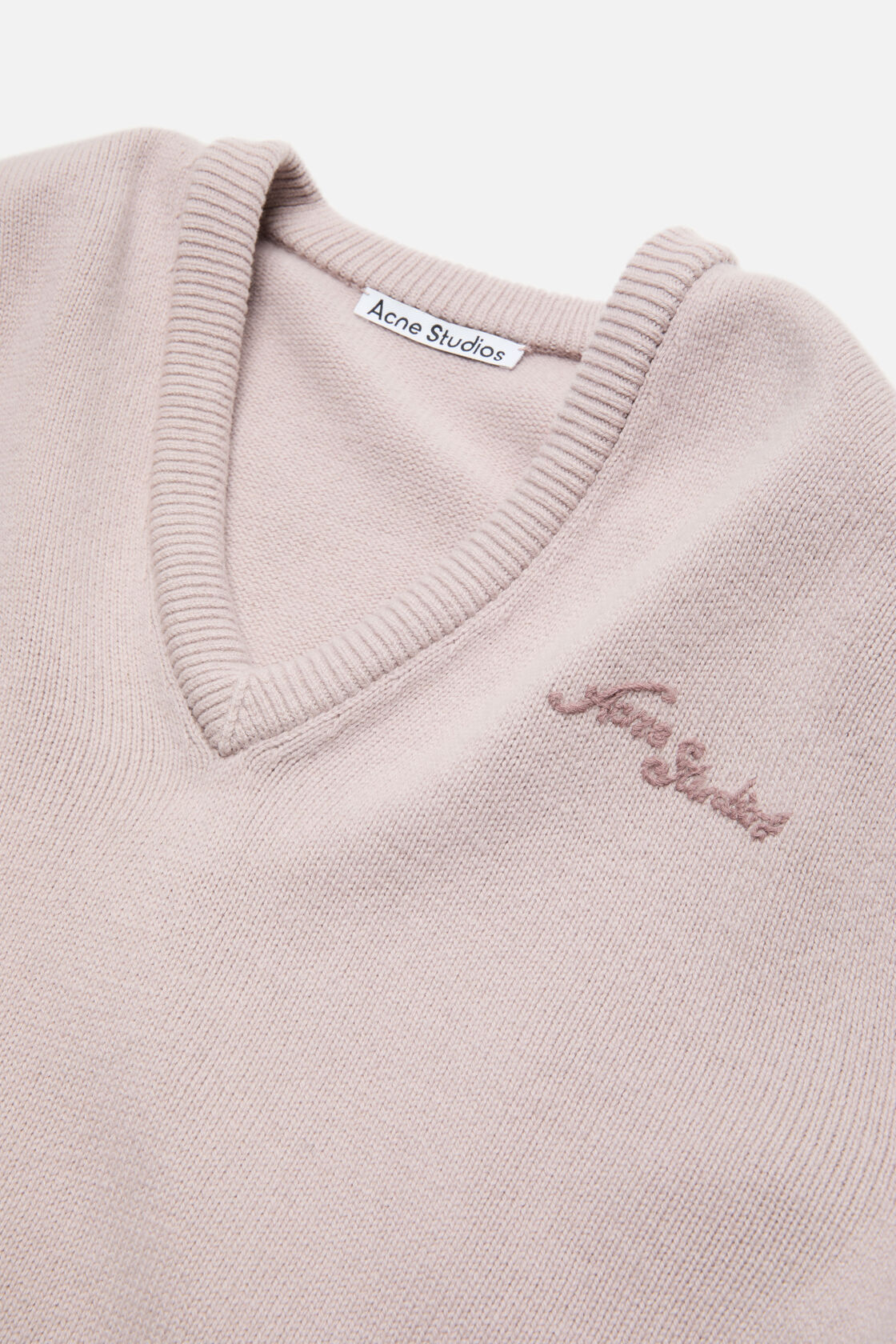 Vネックウールセーター, ペールグレー, 2000x