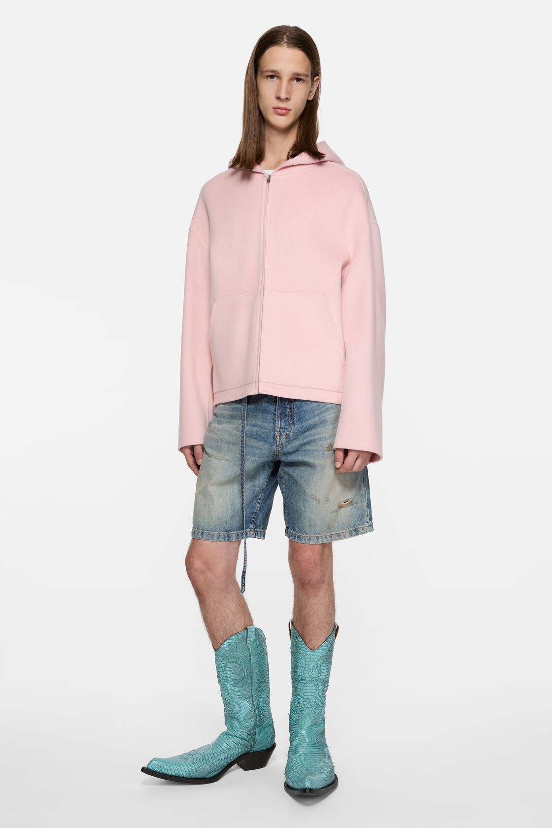 カシミヤフード付きジャケット, ベビーピンク, 2000x