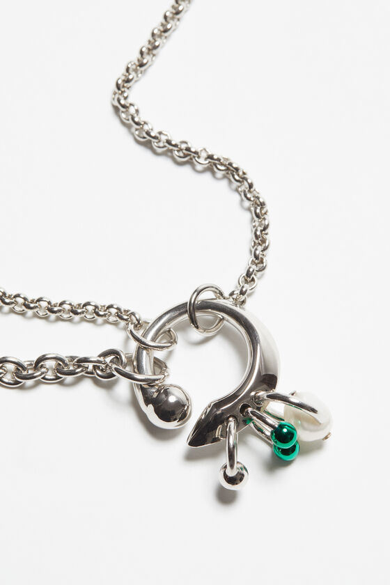 Acne Studios - Multi-chain charm necklace - Silver/green