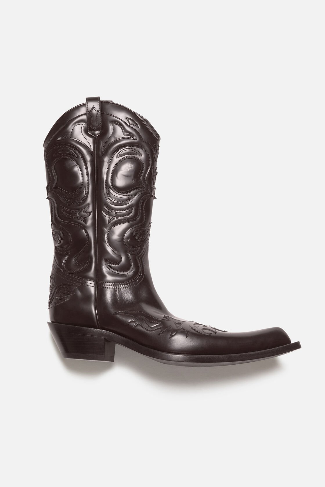 Pointy leather cowboy boot, Brown, 2000x