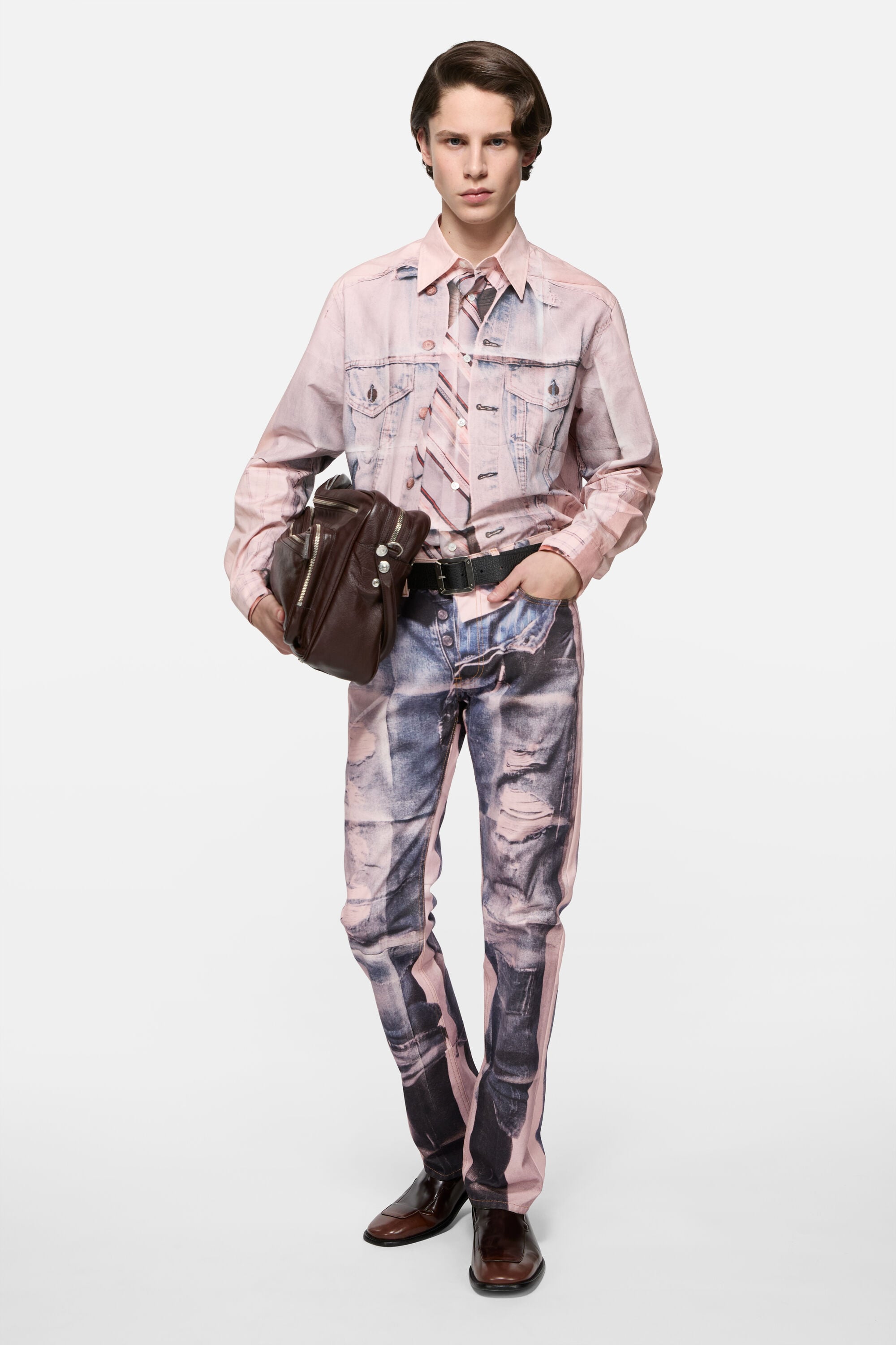 Acne Studios - Trompe-l'œil jeans - Regular fit - Pink/blue