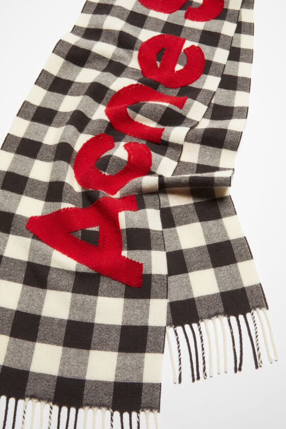 Acne Studios - Check logo scarf - Carbon grey/red 