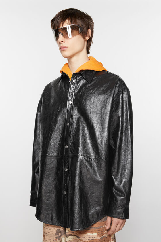 Acne Studios - レザーシャツジャケット - ブラック