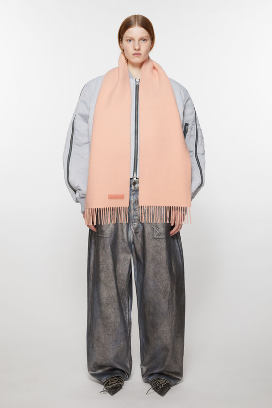 Acne Studios - フリンジウールスカーフ - ナロー - ピーチピンク