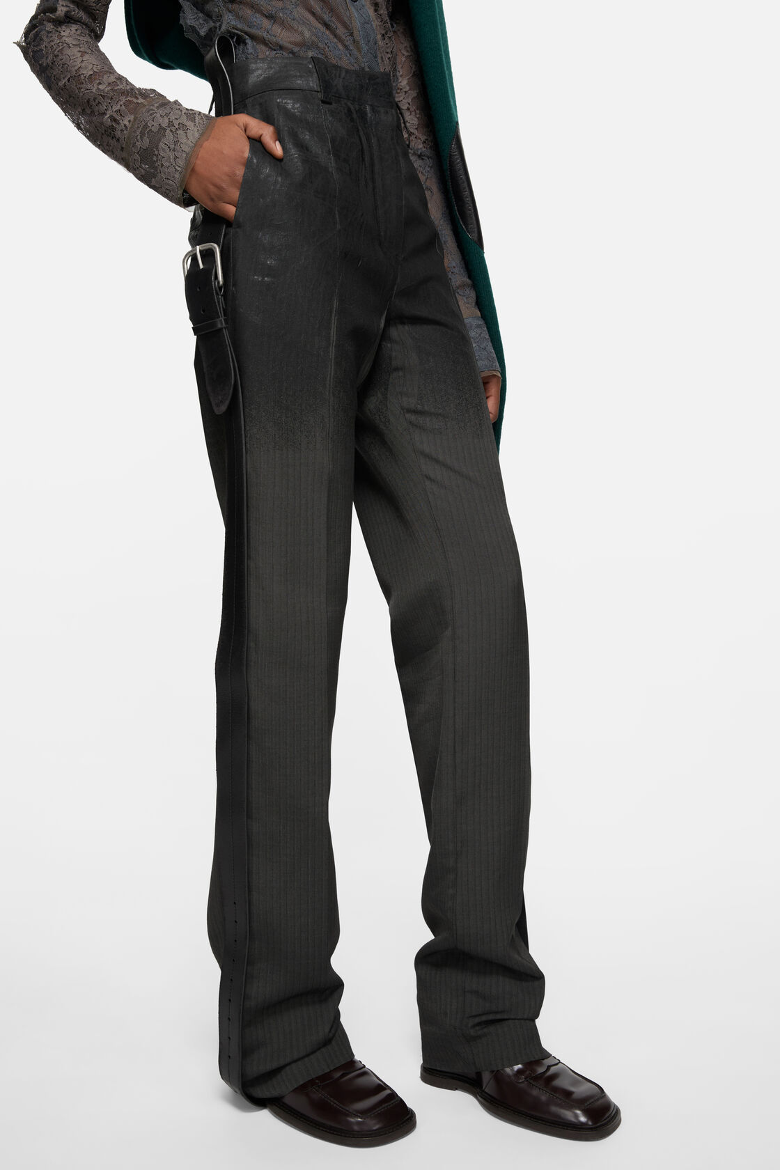 精裁漸層效果長褲, 混灰色, 2000x