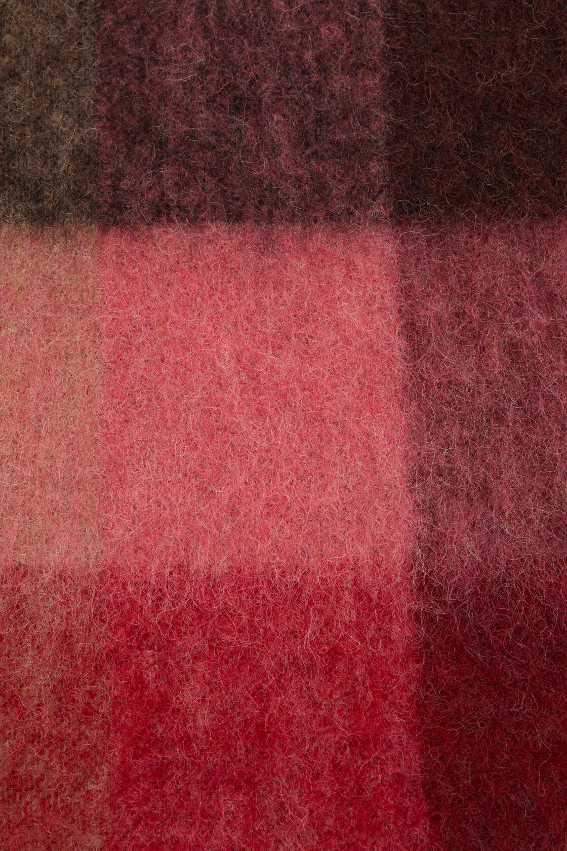 Mohair Check Scarf, Red/Pink/Beige, 2000x