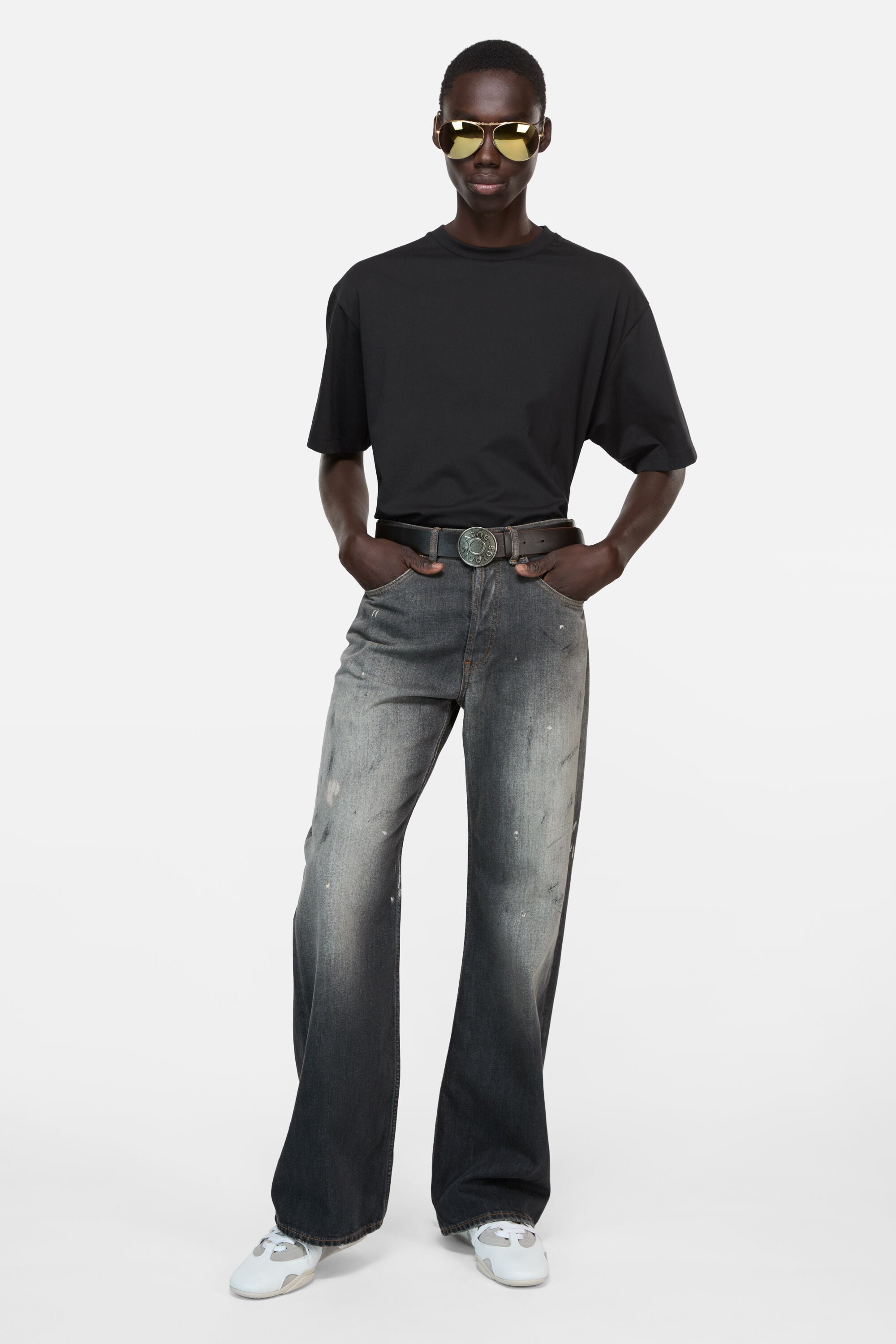Acne Studios - Satin logo t-shirt - relaxed - Black