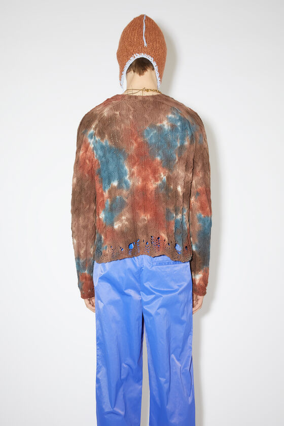 Acne Studios Tiedye cableknit jumper Rust brown/blue