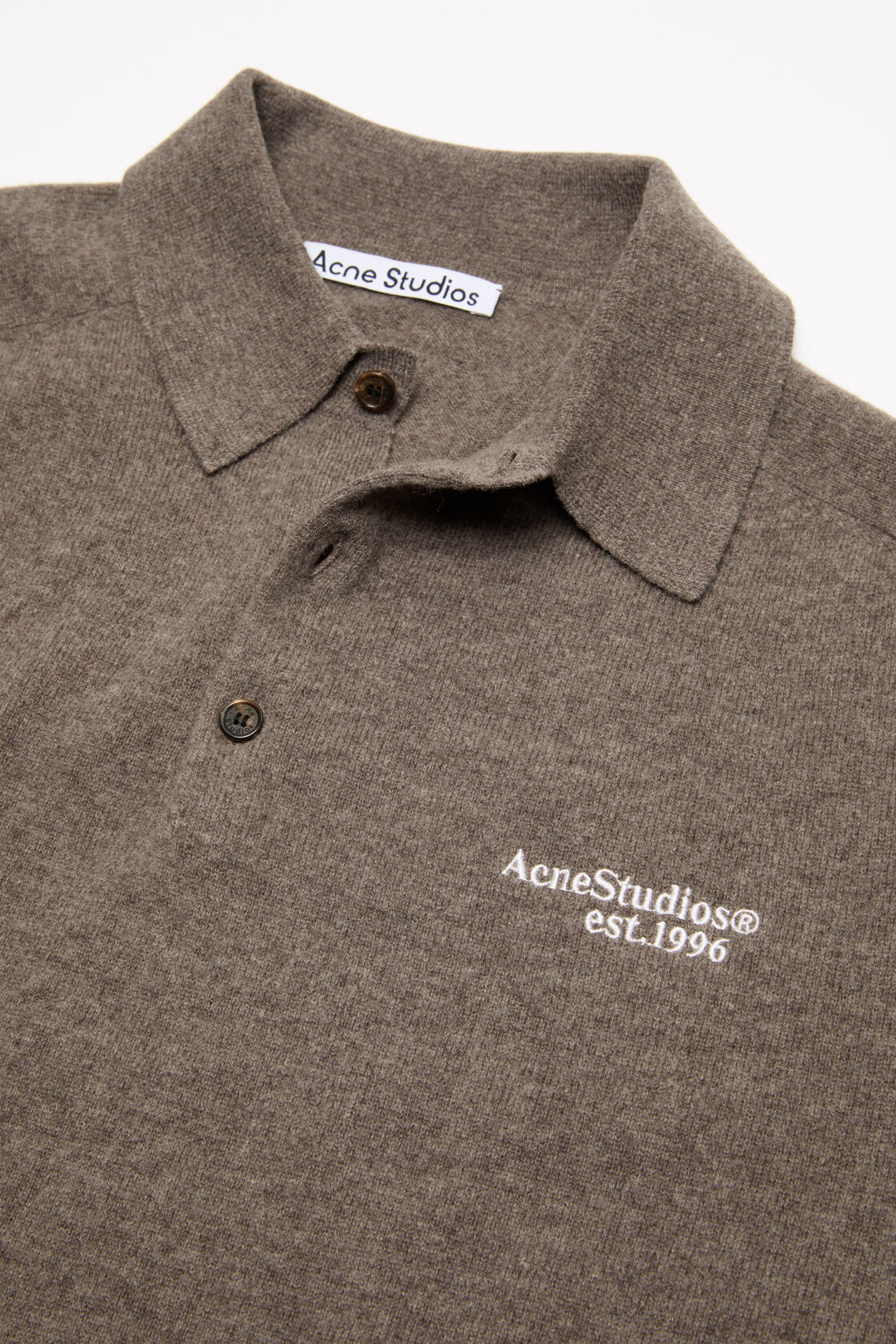 Wool knit polo, Brown melange, 2000x
