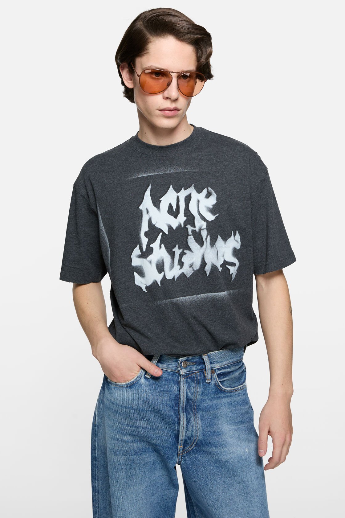 哥德風格標誌 T 恤, 洗舊黑, 2000x