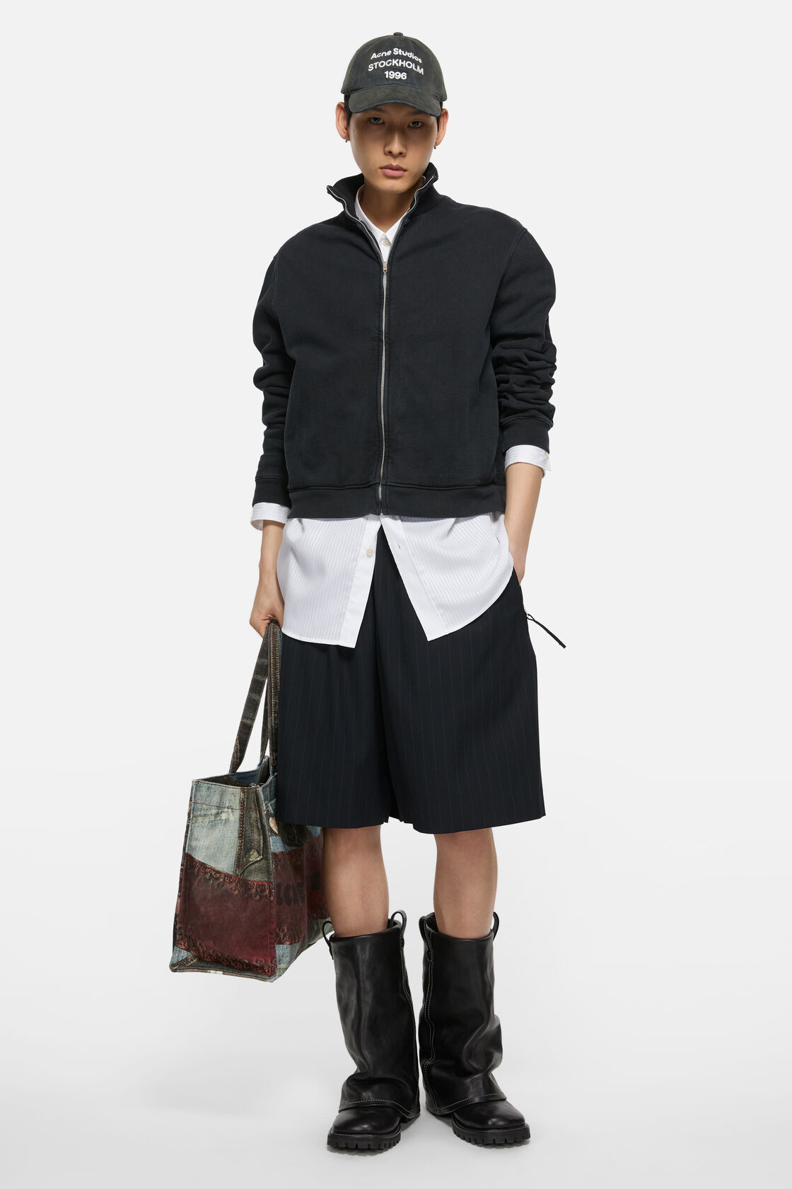 Zip-up sweatshirt, Faded black, 2000x