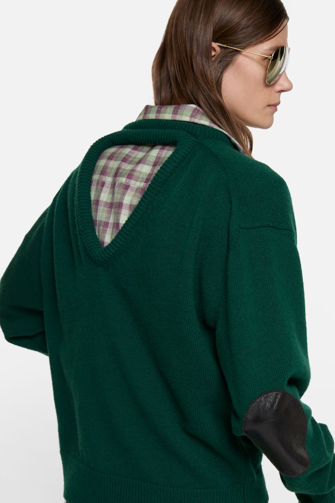 Wool jumper with cut-out, Dark green, 2000x