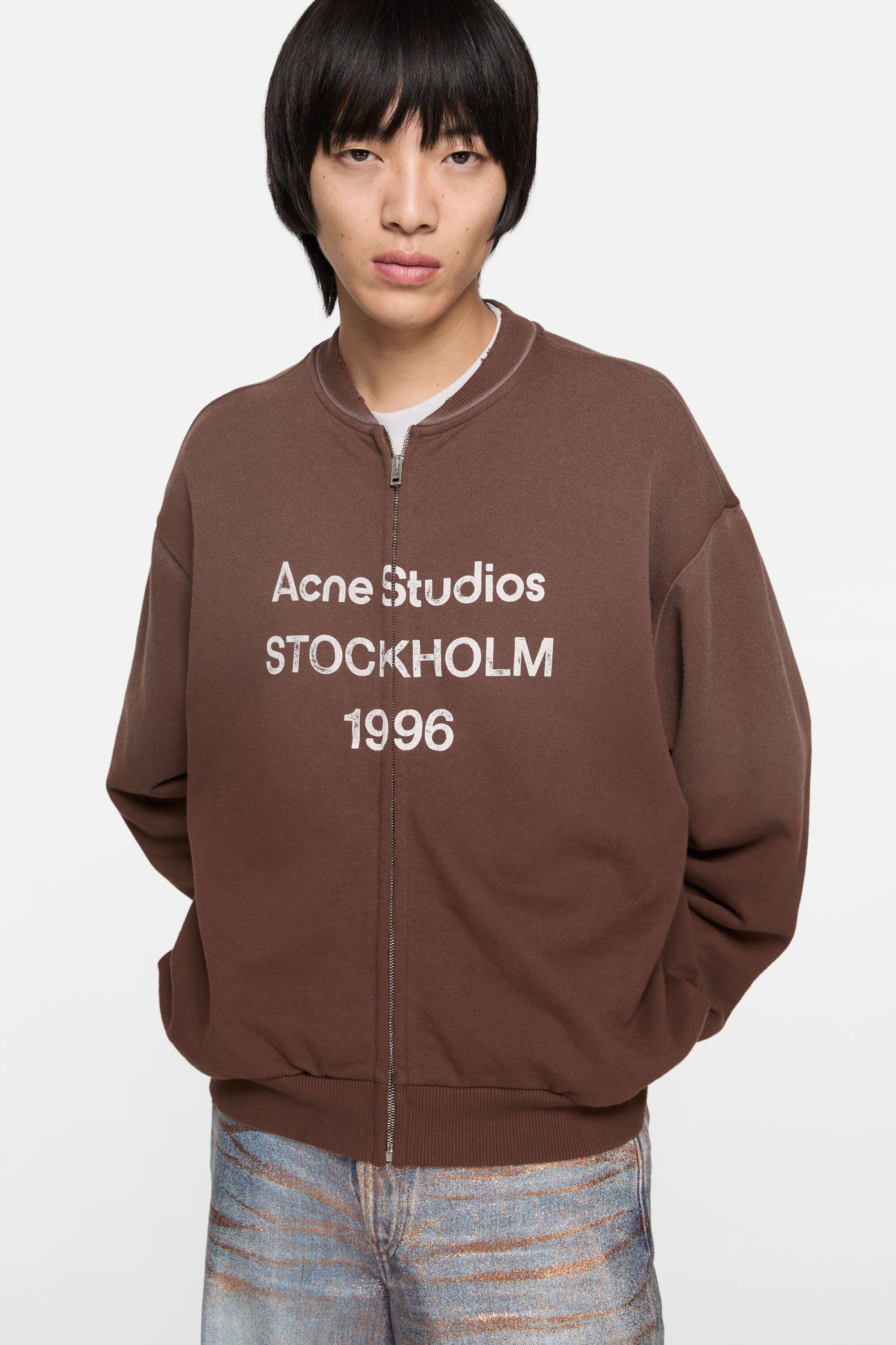 Acne Studios - Zip logo sweater - Chocolate brown