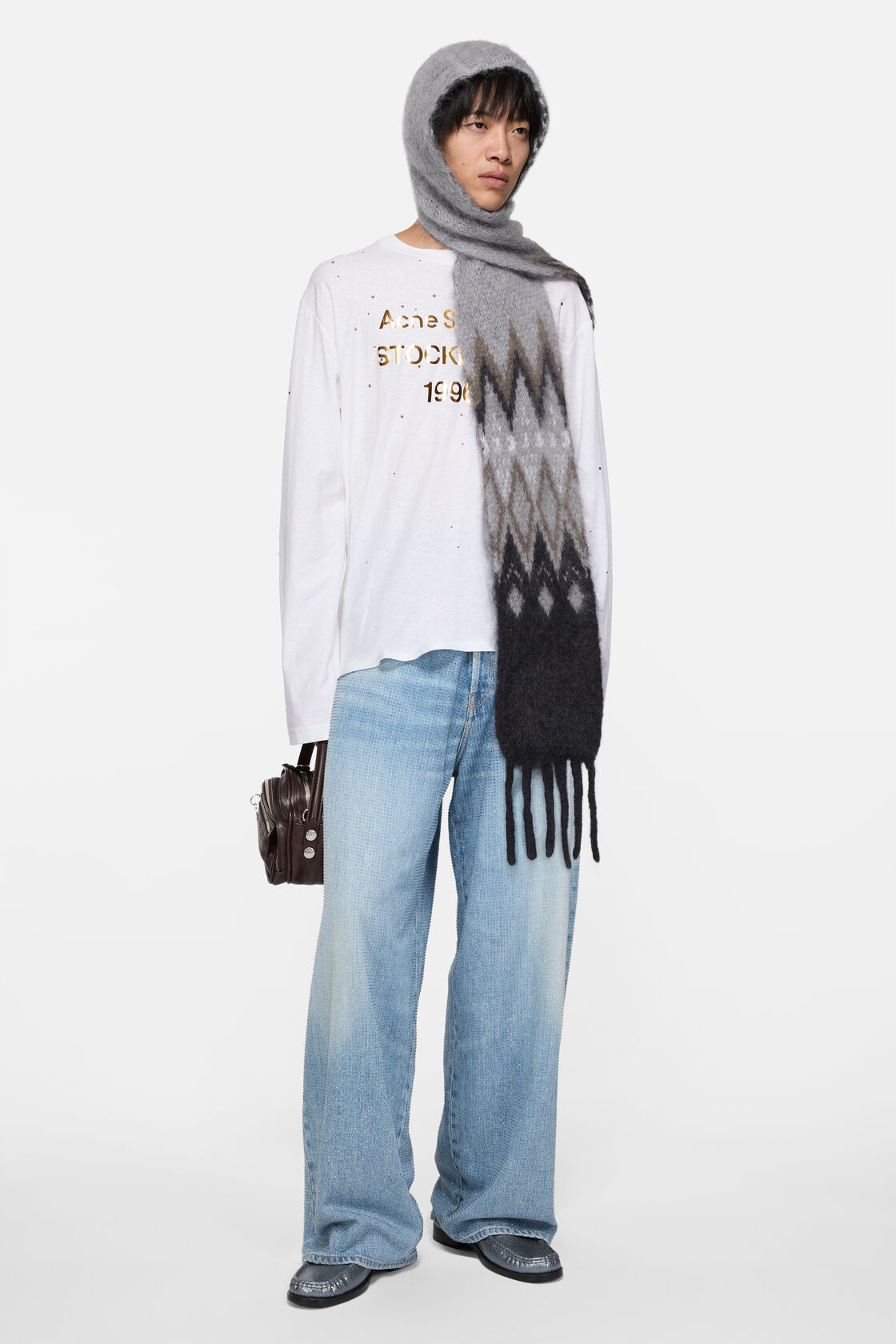 Loose rhinestone jeans – 2023, Light blue, 2000x