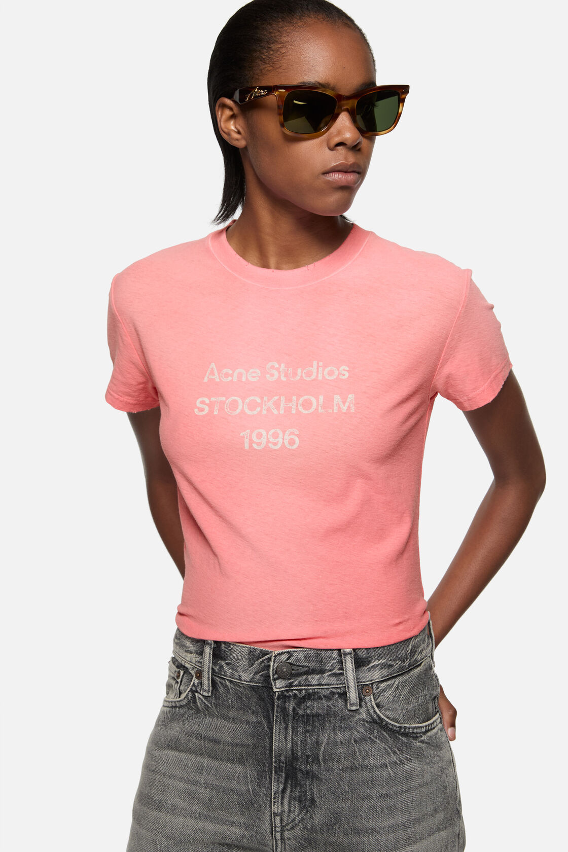 Fitted logo t-shirt, Tango pink, 2000x