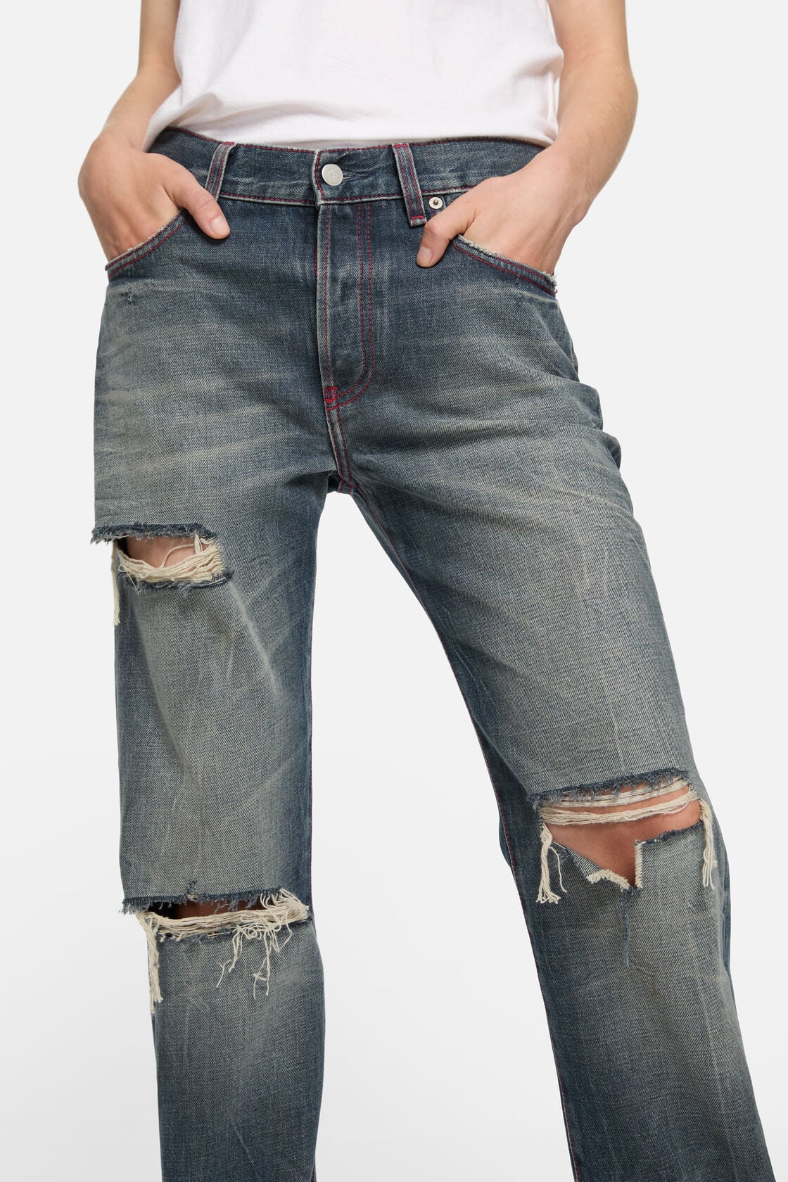Re-edition worn jeans - 2009F, Mid Blue, 2000x