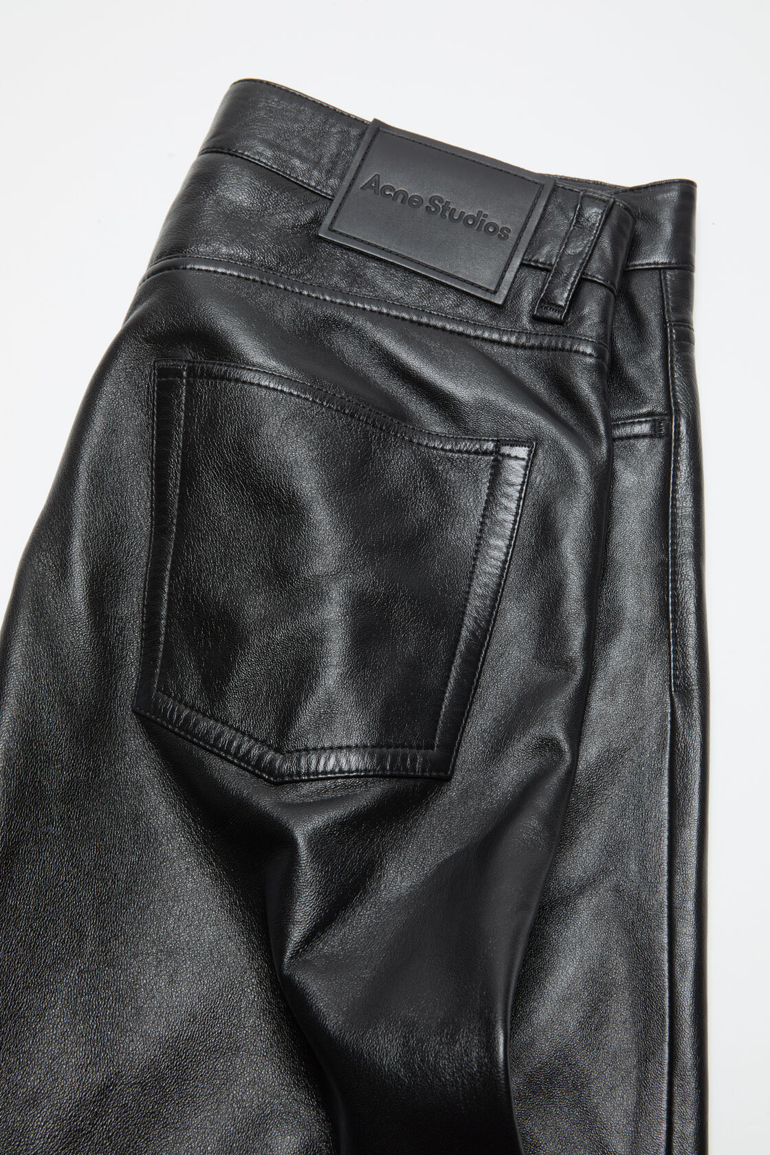Leather trousers - regular fit, Black, 2000x