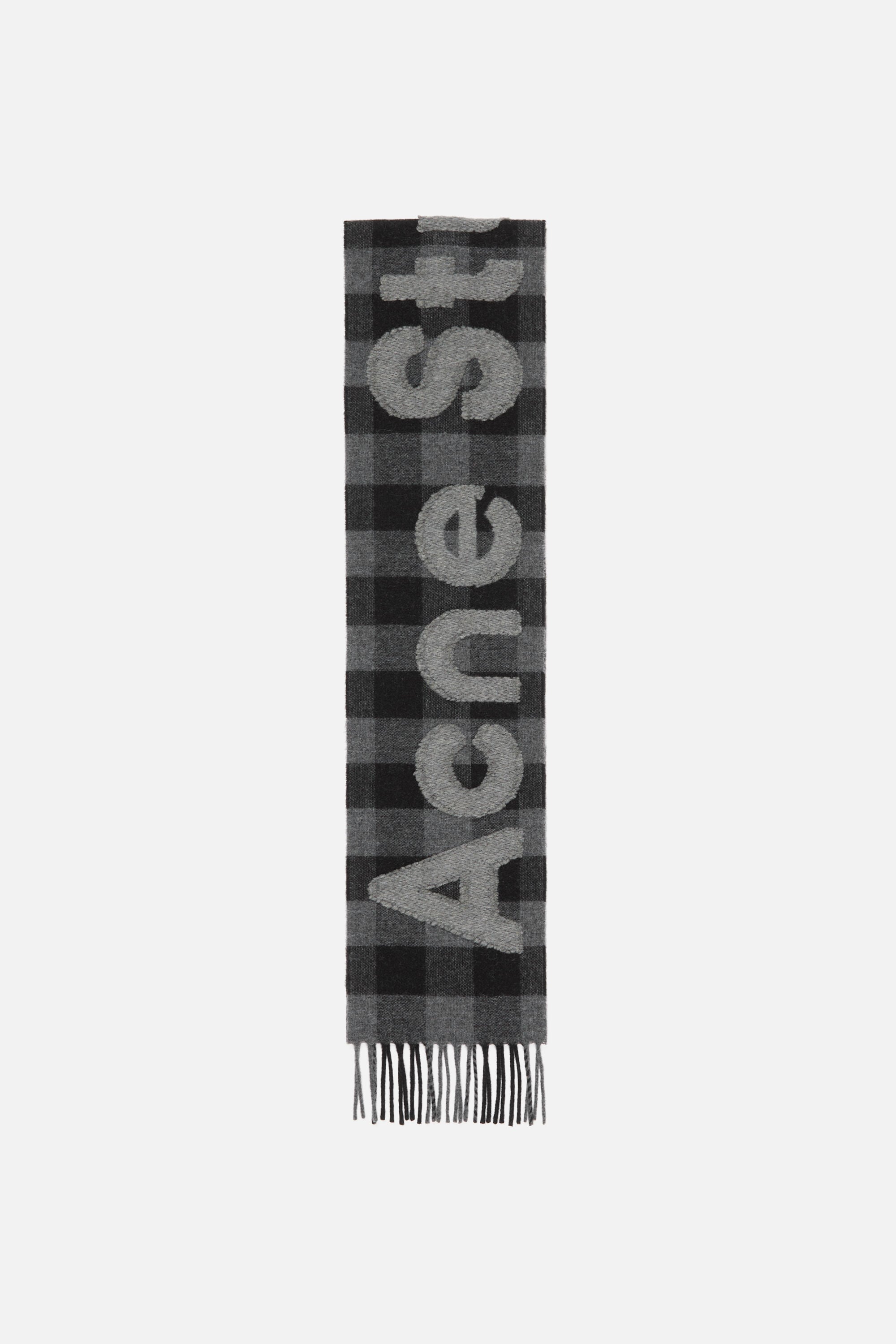 Acne Studios - Check logo scarf - Narrow - Black/grey