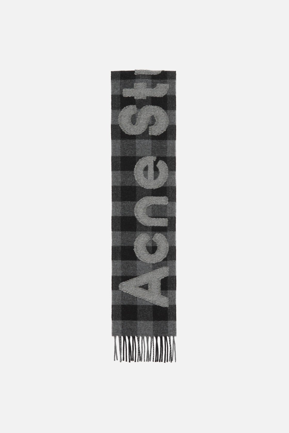 Check logo scarf - Narrow, Black/grey, 2000x