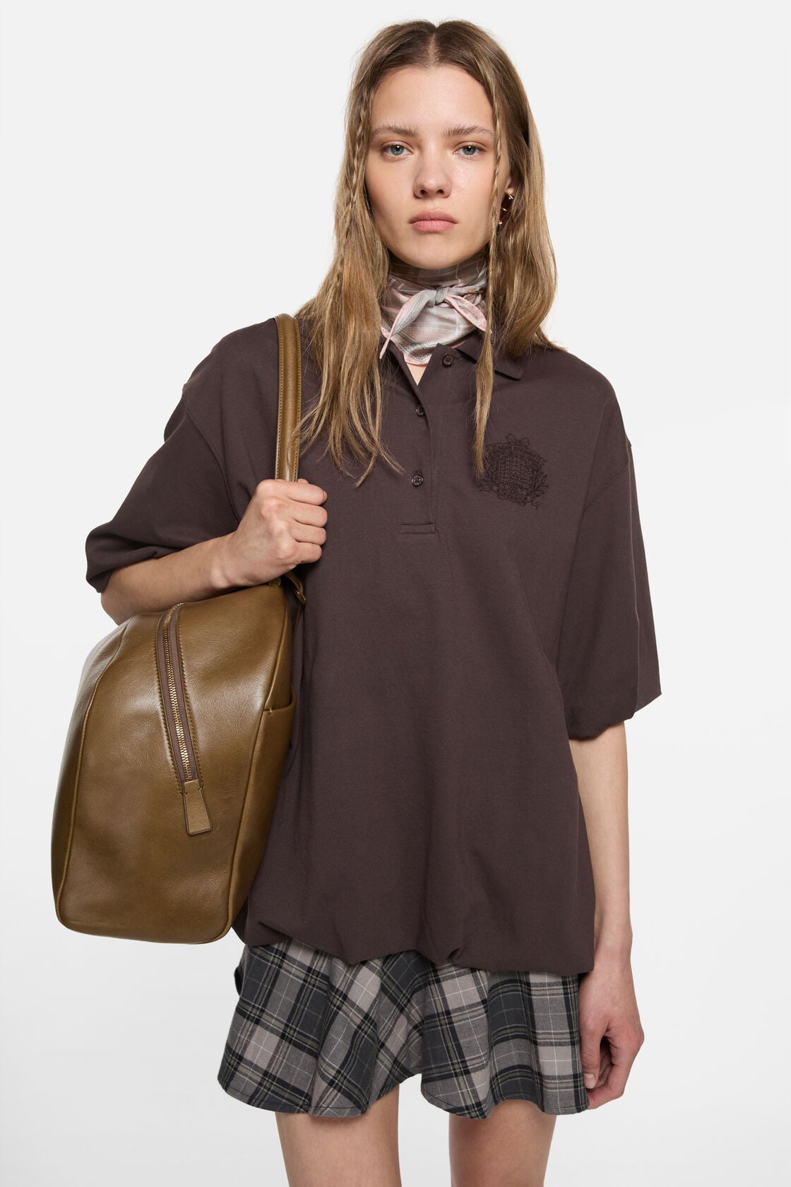 Layered t-shirt dress, Dark brown, 2000x