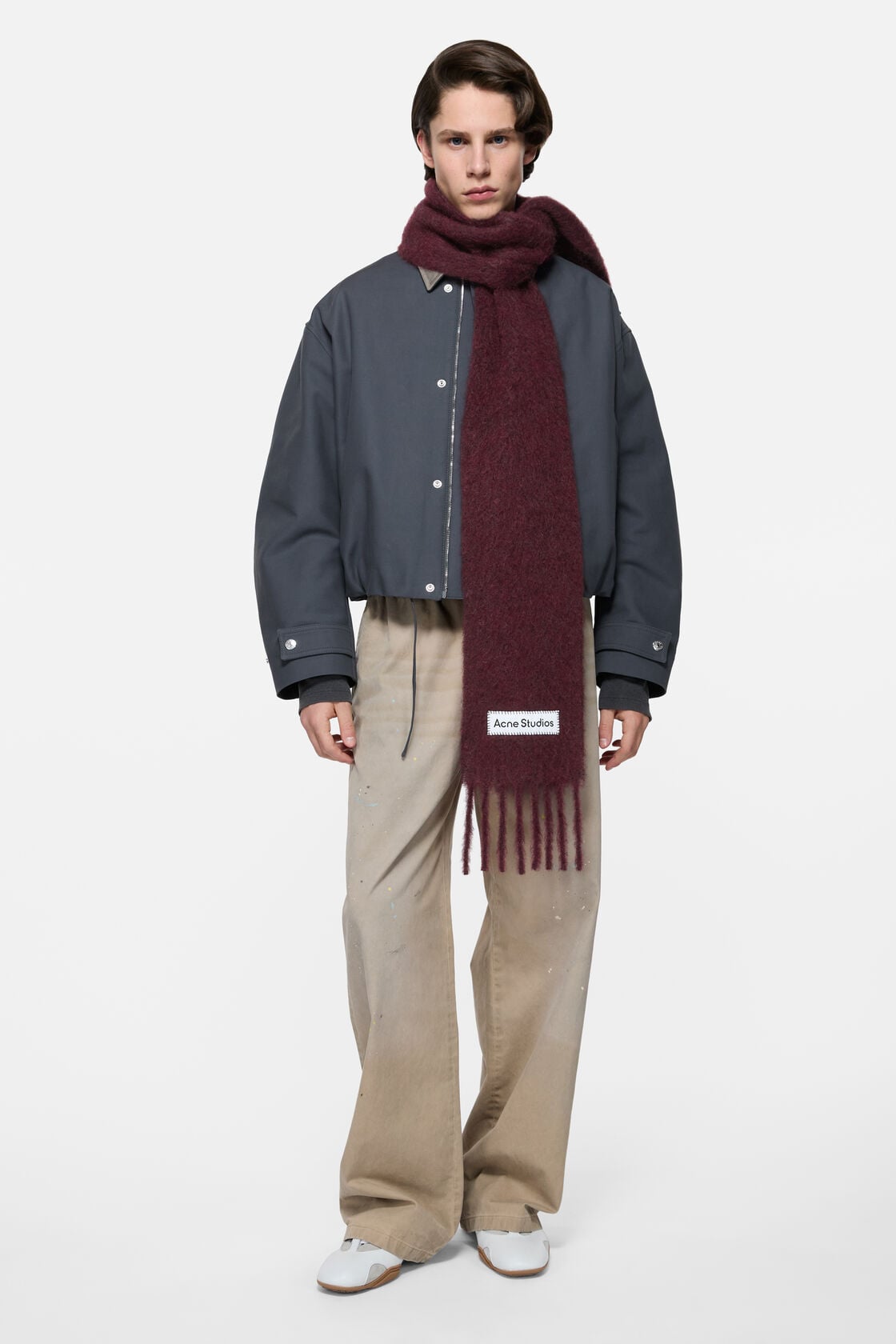 Skinny mohair scarf, Burgundy, 2000x