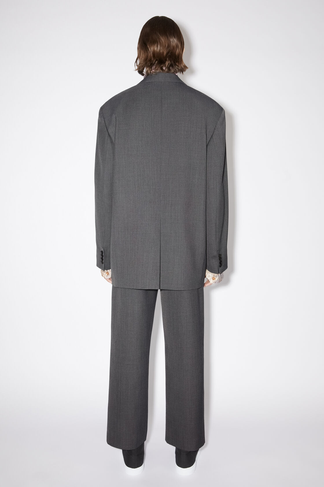 Relaxed fit suit jacket, Dark grey melange, 2000x