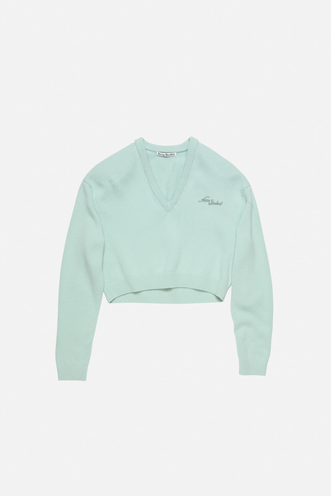 Wool v-neck sweater, Faded mint, 2000x