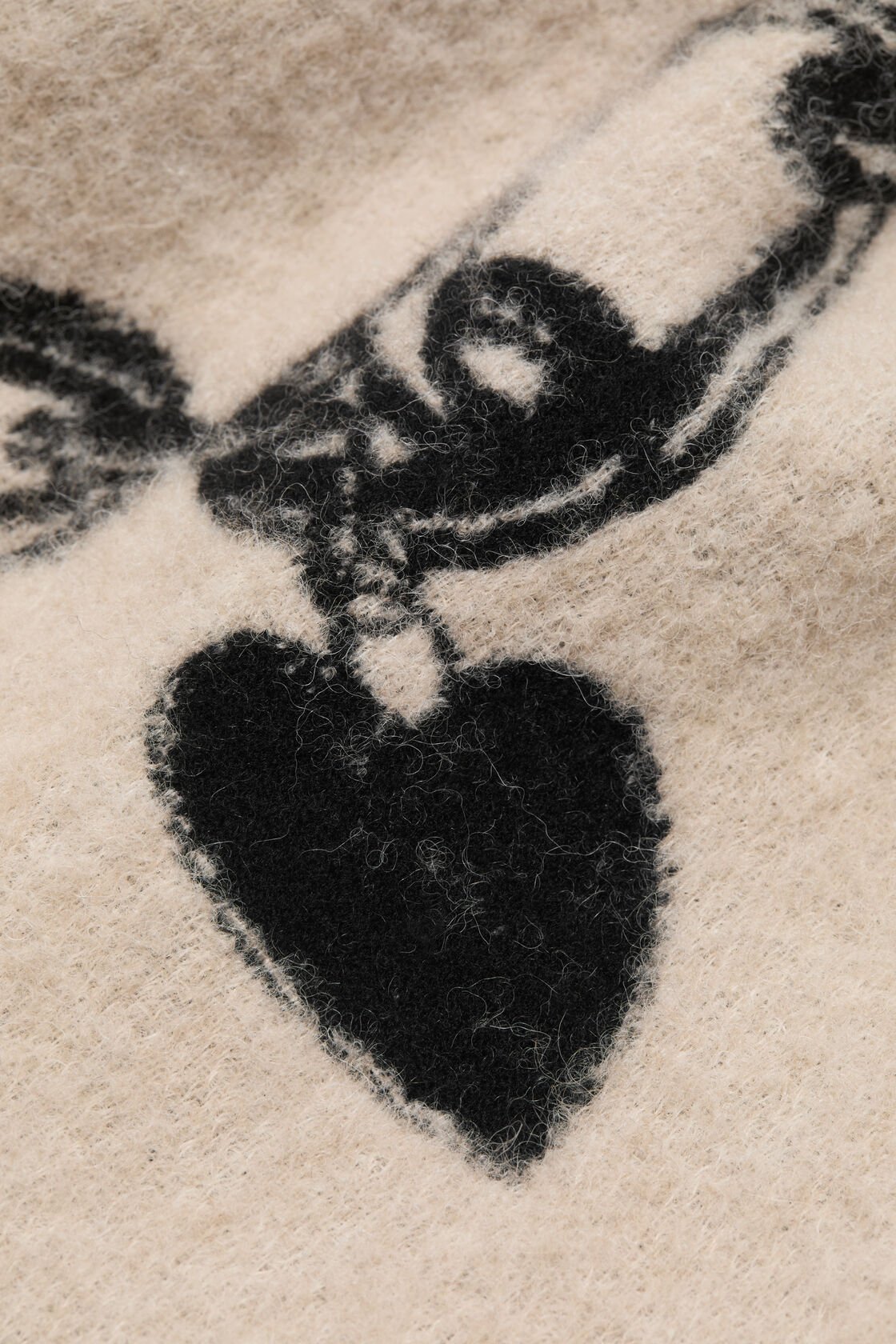 Fringed wool scarf, Beige/black, 2000x