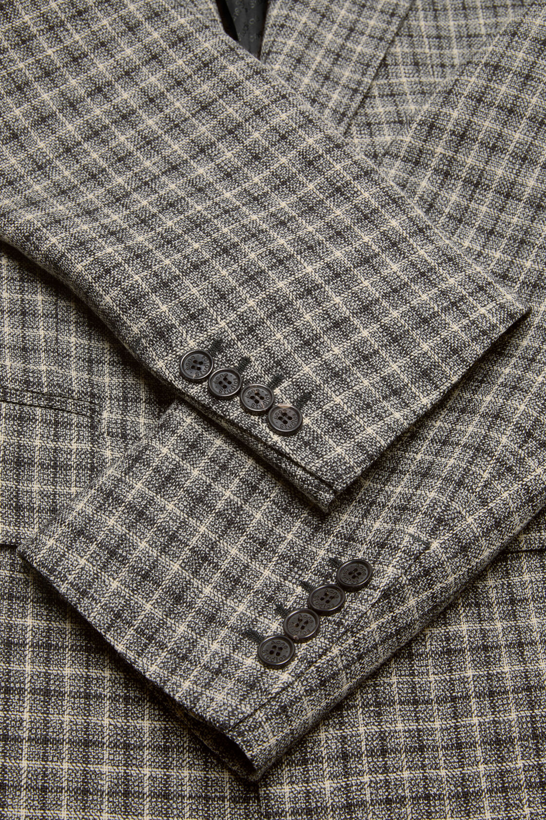 Fitted wool suit jacket, Black/white, 2000x