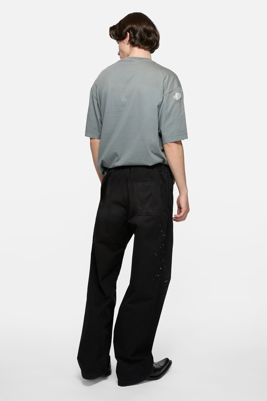 Washed cotton trousers, Black, 2000x