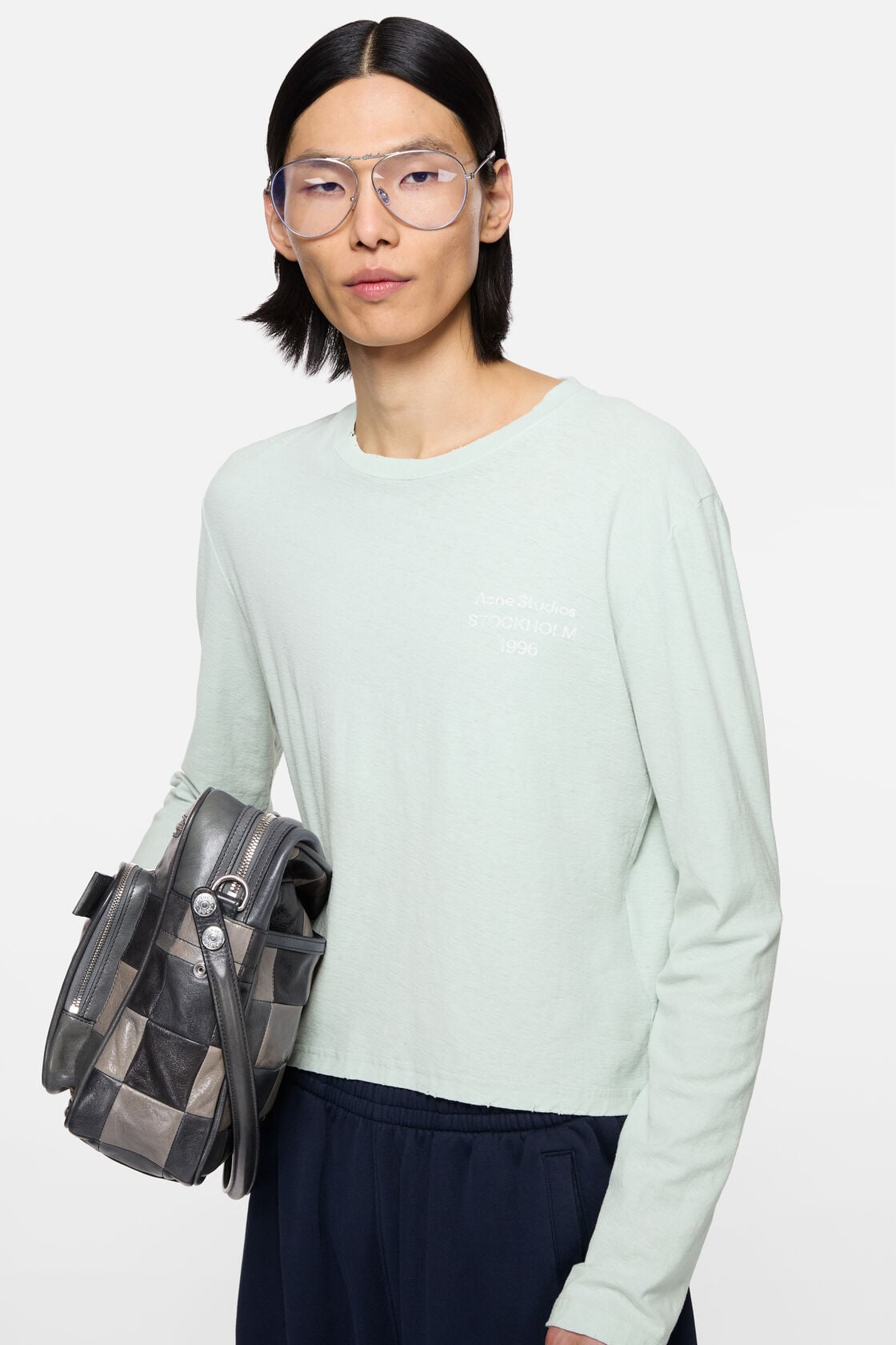Longsleeve logo t-shirt, Pale mint, 2000x