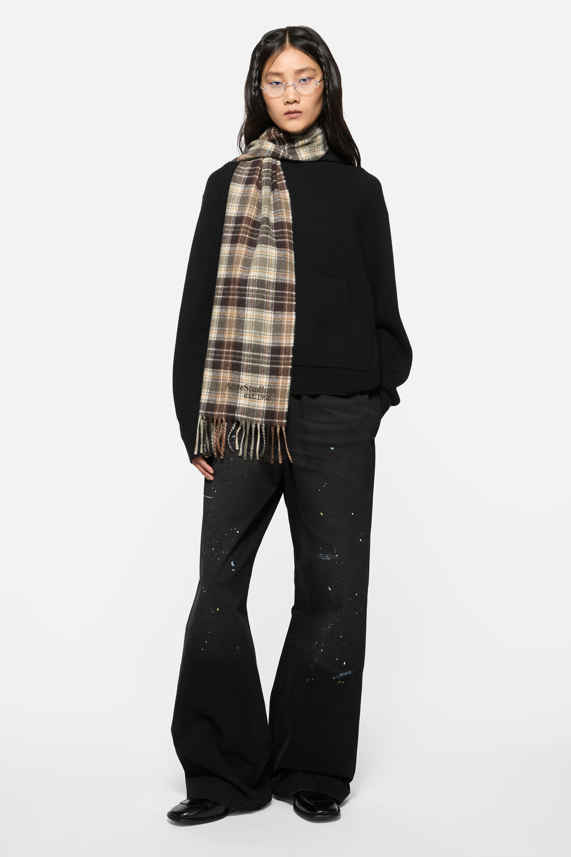 Cashmere scarf, Dark brown/khaki green, 2000x