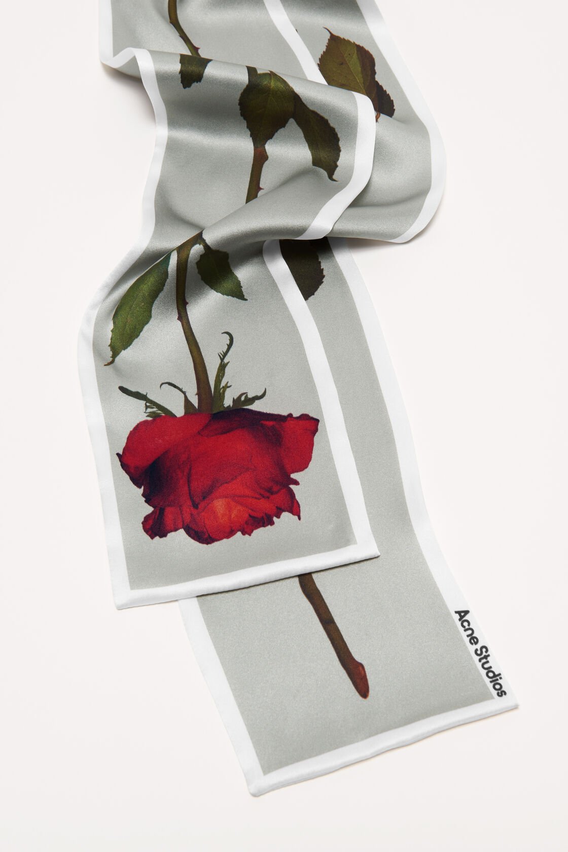 Thin silk satin scarf, White, 2000x