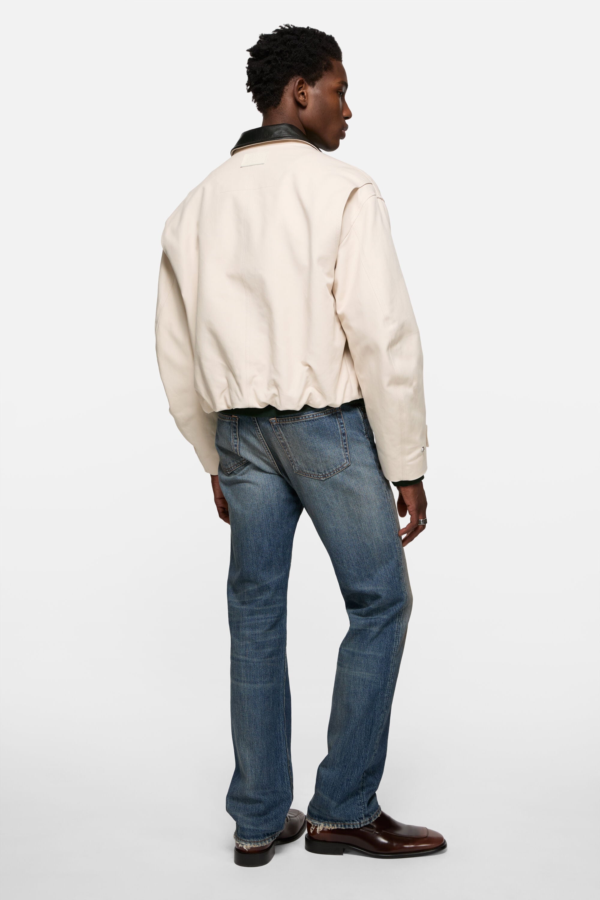 Acne Studios - Bomber with leather collar - Light taupe