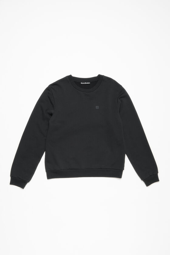 Crew neck fleece sweater, Black, 2000x