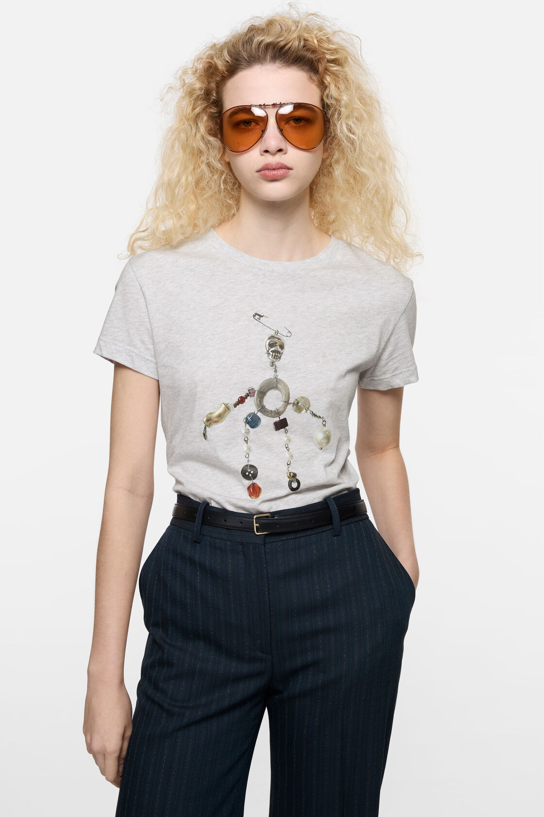 Fitted graphic t-shirt, Grey Melange, 2000x