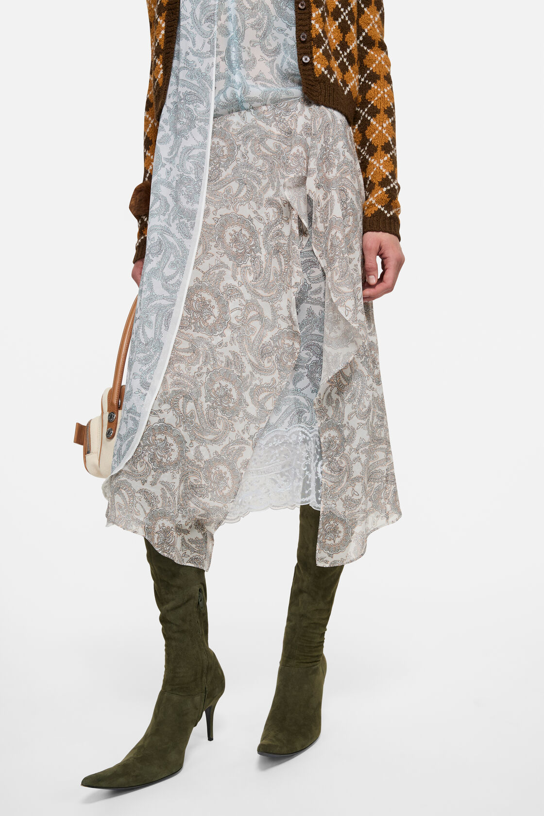 Silk paisley skirt, Light beige, 2000x
