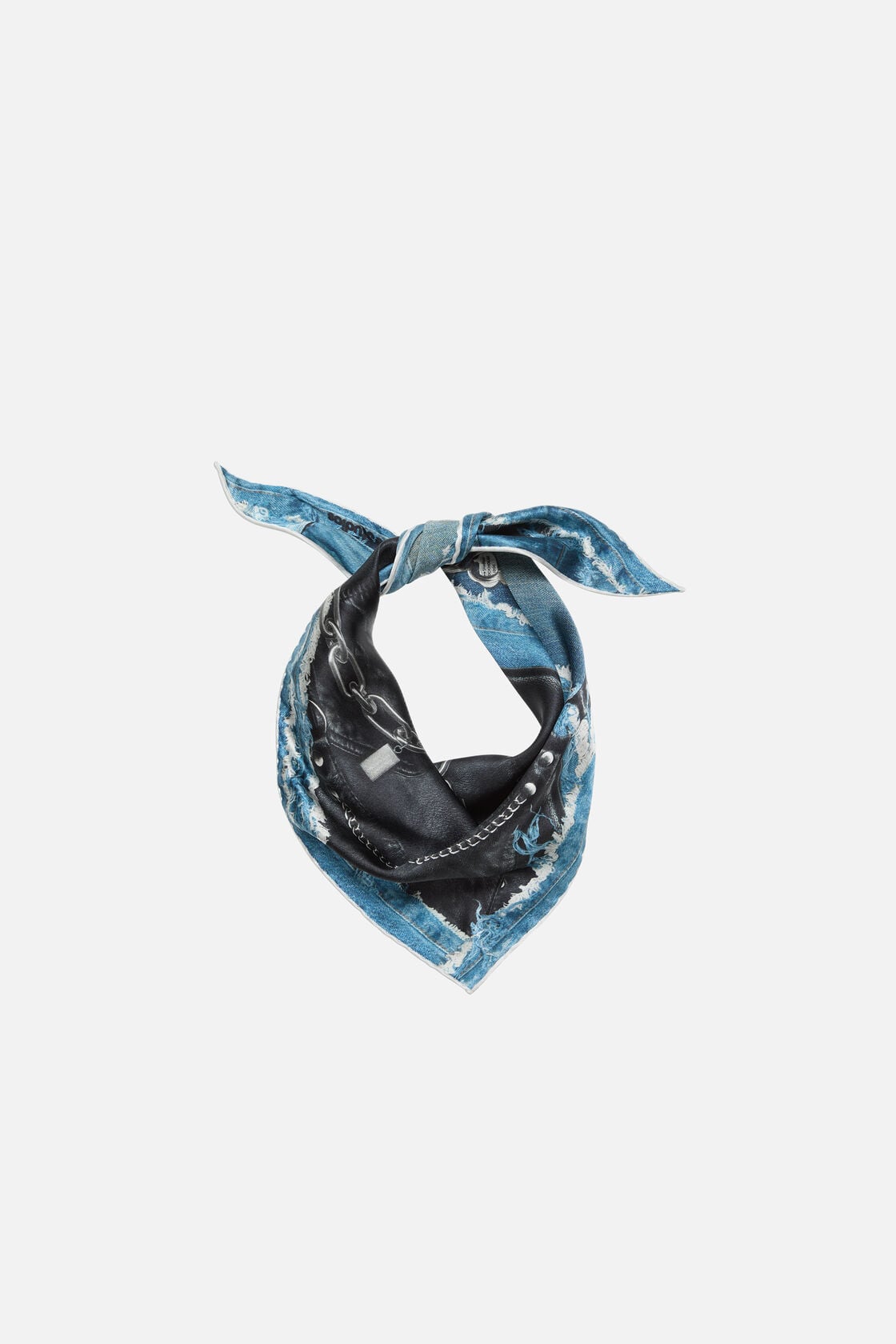 Printed silk bandana, Black/blue, 2000x