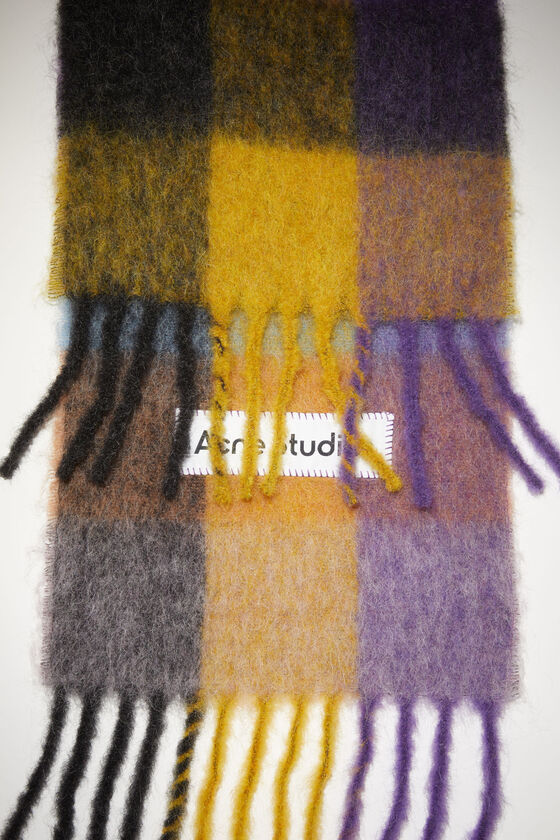 Acne Studios - Mohair checked scarf - Anthracite grey/yellow/purple
