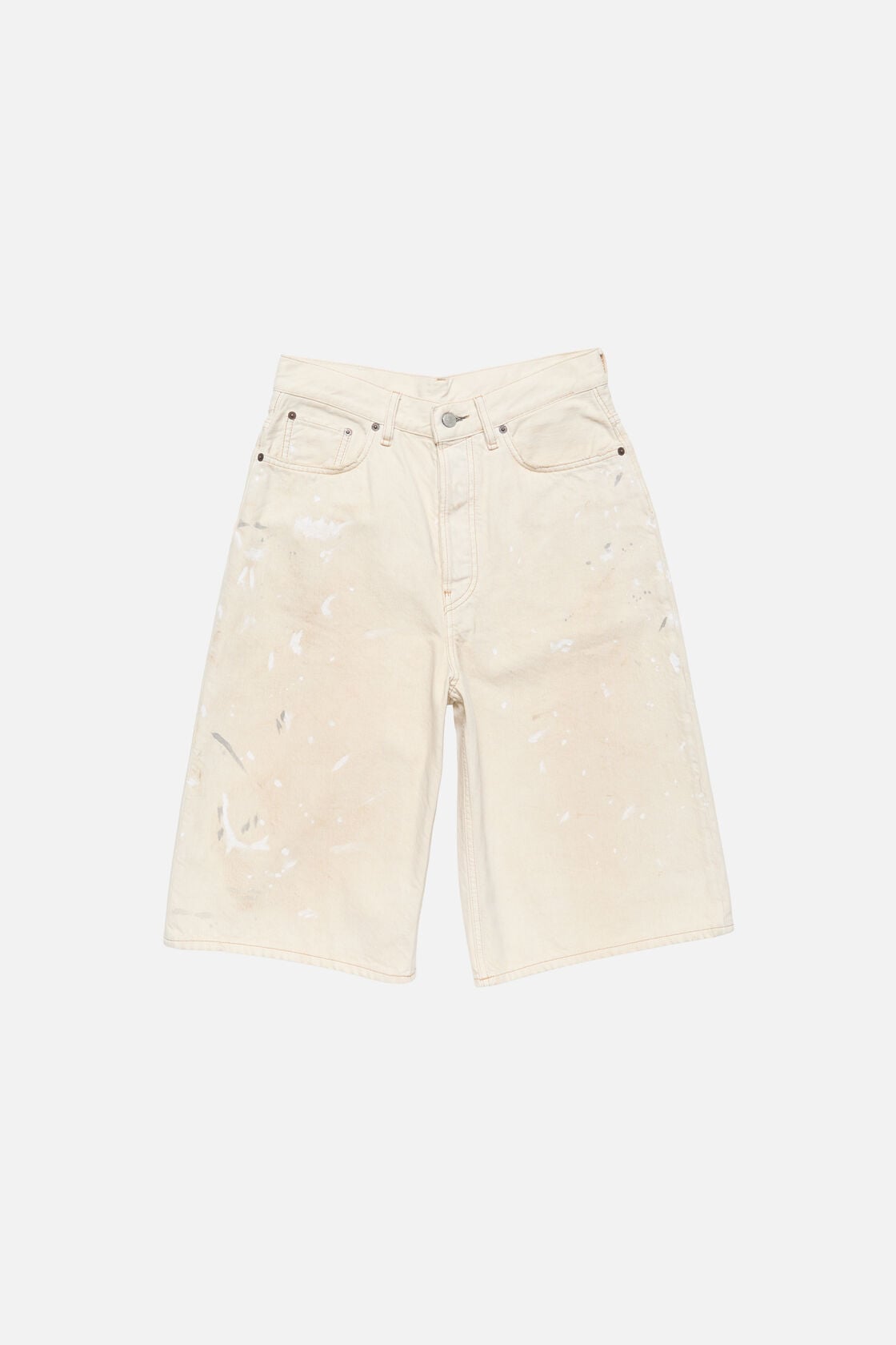Stained denim shorts, White, 2000x