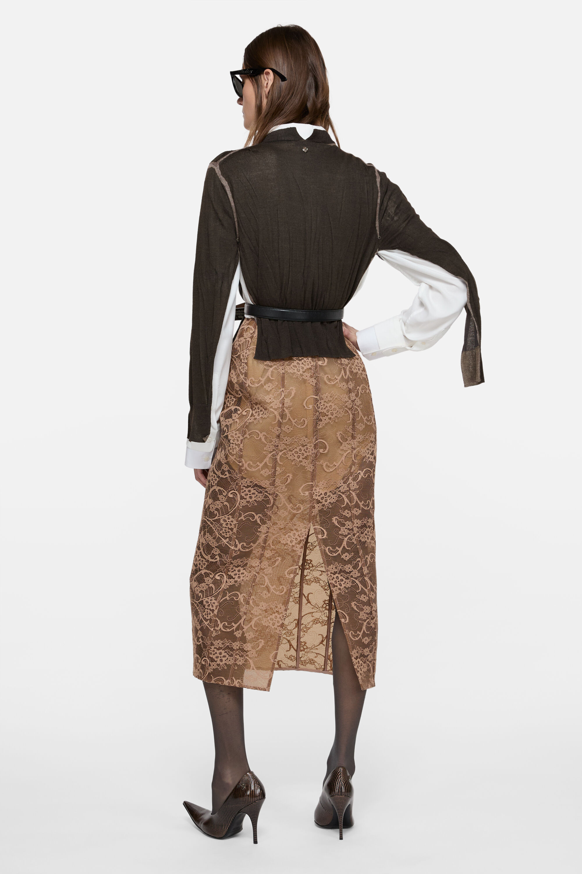 Acne Studios - Wrinkled v-neck sweater - Brown/grey