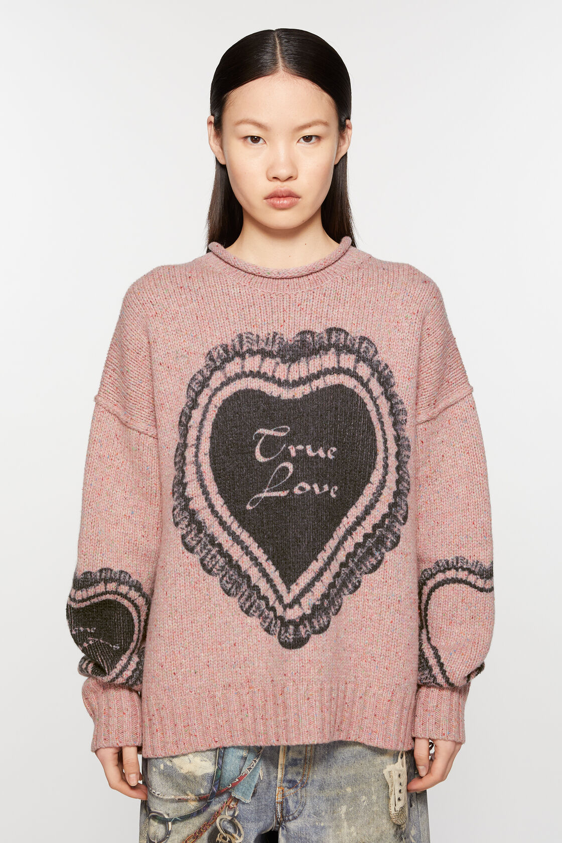 Printed wool blend jumper, Faded pink, 2000x